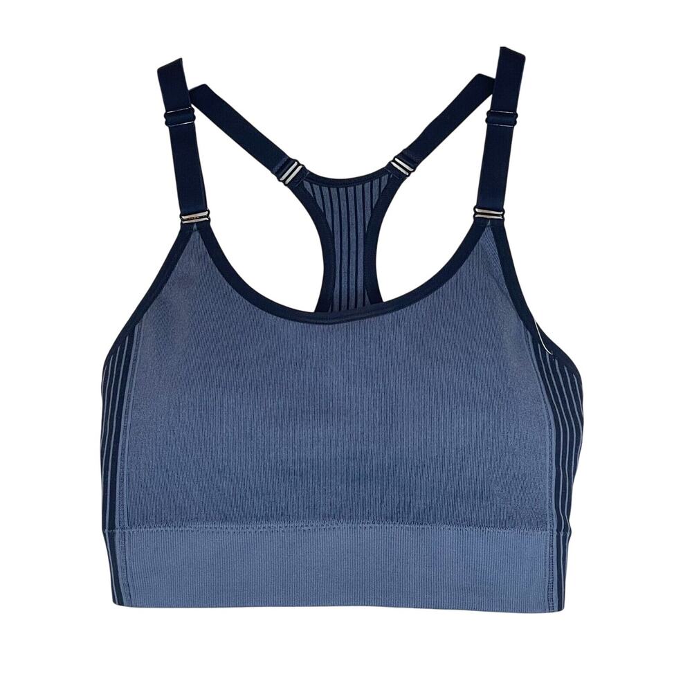 Ryka Womens Striped Stretchable  Sport Bra Adjustable Strap Size Large Blue